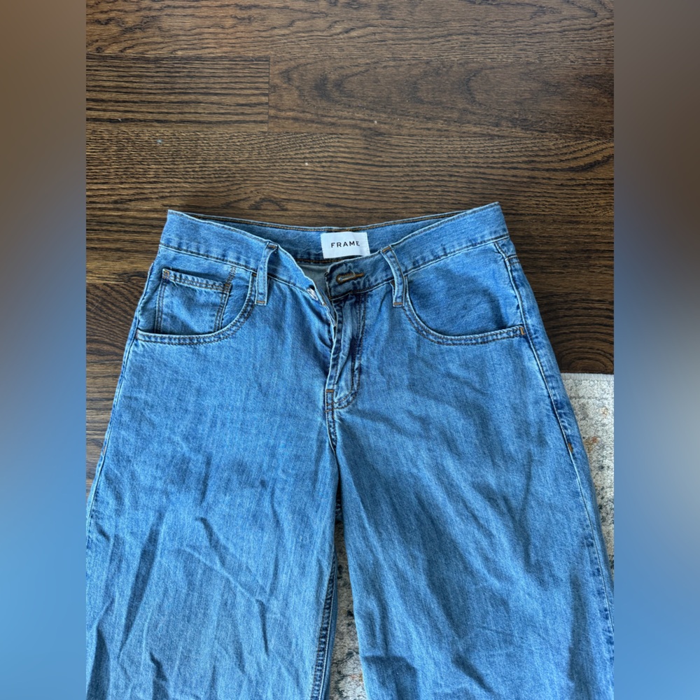 Frame Denim Blue Mid rise Wide Leg Jeans Classic Style